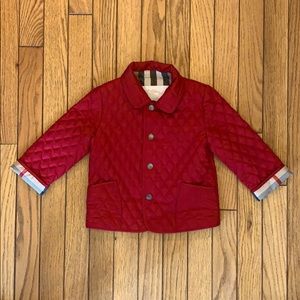 Burberry // 12M Girls Red Quilted Jacket